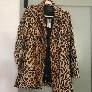 The Limited Faux fur animal print button jacket.